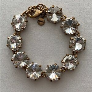 Stella & Dot Gold-Tone Clear Crystal Tennis Bracelet